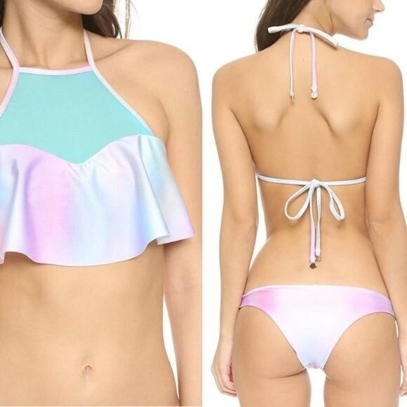 Wildfox Fairy Hologram Pastel Bikini Size XS Tank & String Bikini Bottom New - Picture 2 of 9